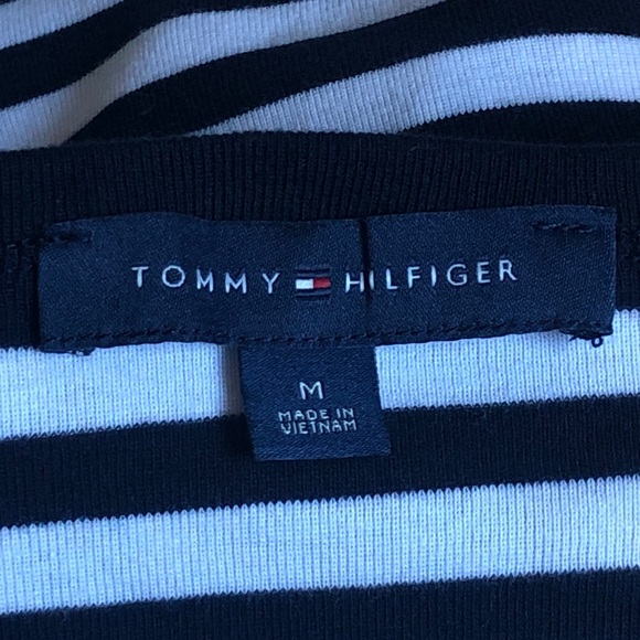 Tommy Hilfiger Striped Navy and White Ruffle Sleeve Short Sleeve Top, Size M - Picture 8 of 8